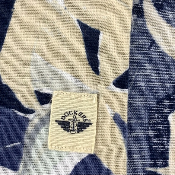 Dockers NWT Floral Patterned Short Sleeve Button Front Cotten & Linen Shirt, XL - Picture 10 of 14